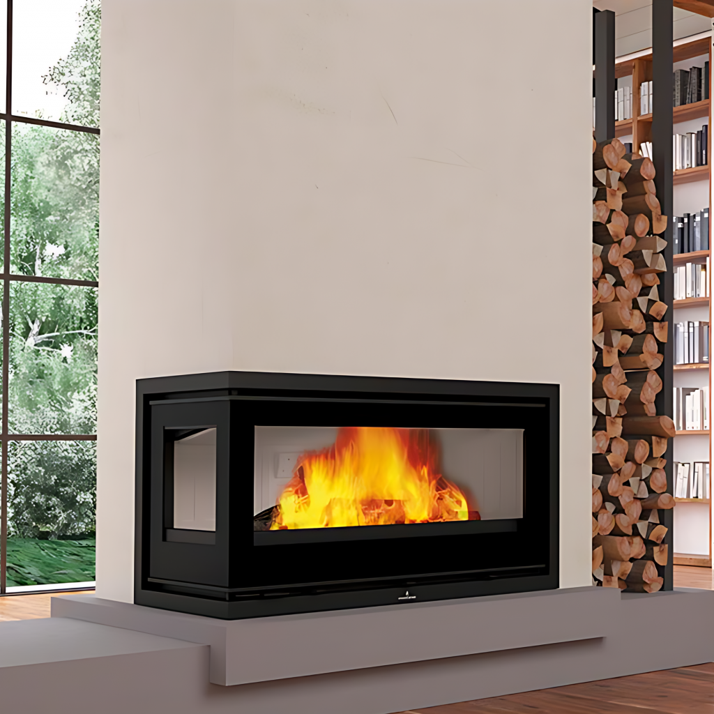 Insert à bois 2 faces canalisable raccordable BRONPI Cairo 90 EI 13kW ...